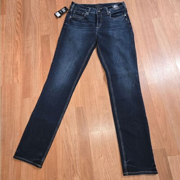 Silver Jeans Co. Women's Suki Mid Rise Curvy Fit Straight Leg Jeans W32x33 - Picture 10 of 16